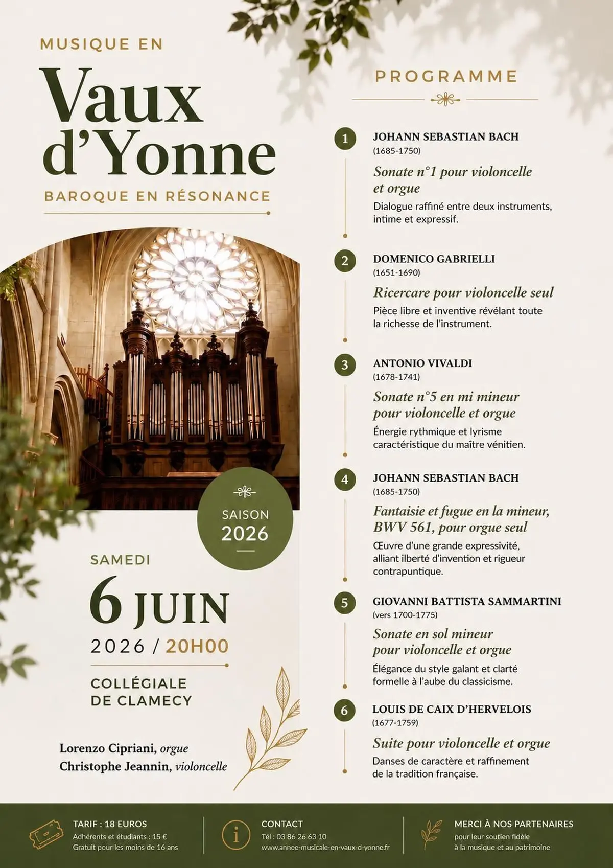 orgue et violoncelle en concert dans la Nièvre