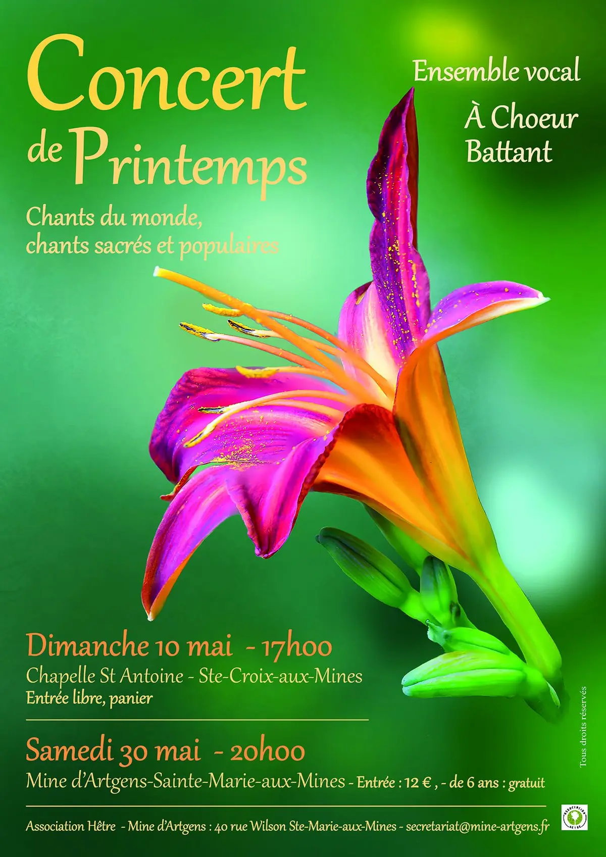 Concert de printemps de l'ensemble vocal A Choeur Battant