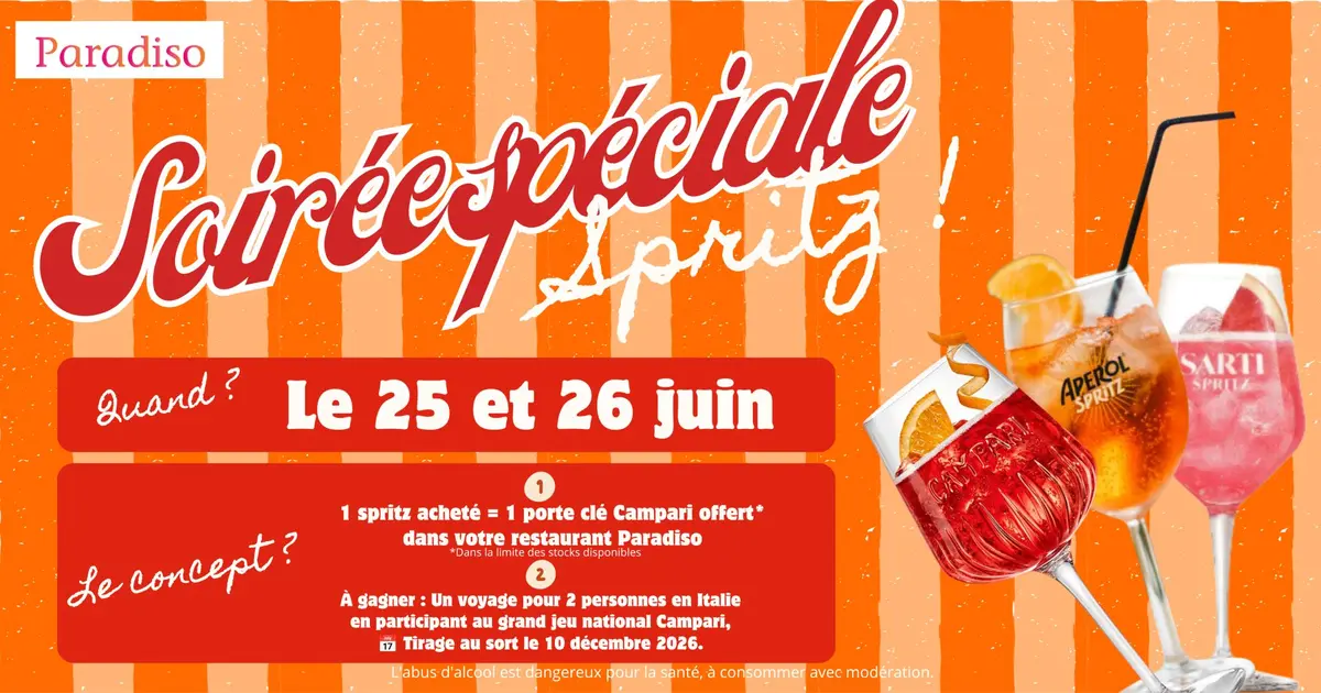 Paradiso vous emmène en Italie avec ses spritz !