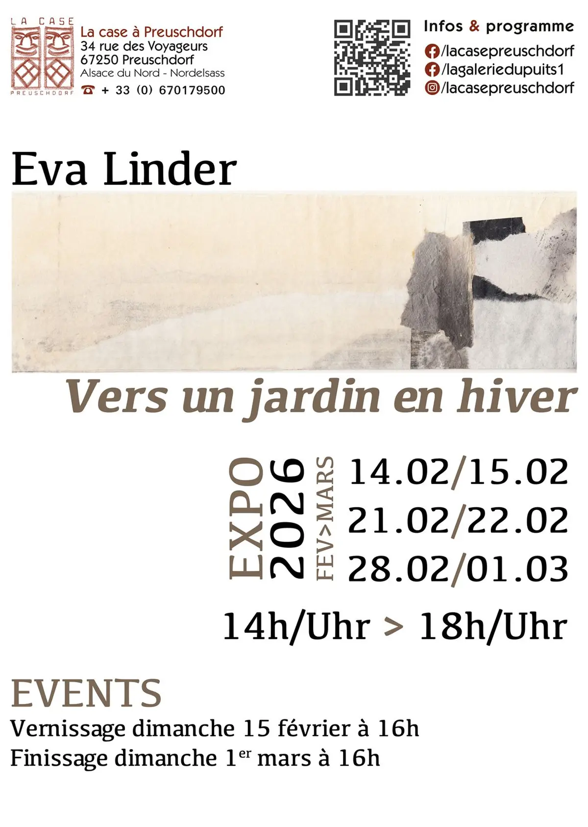 Expo Vers un jardin en hiver de l'artiste Eva Linder à la Case à Preuschdorf