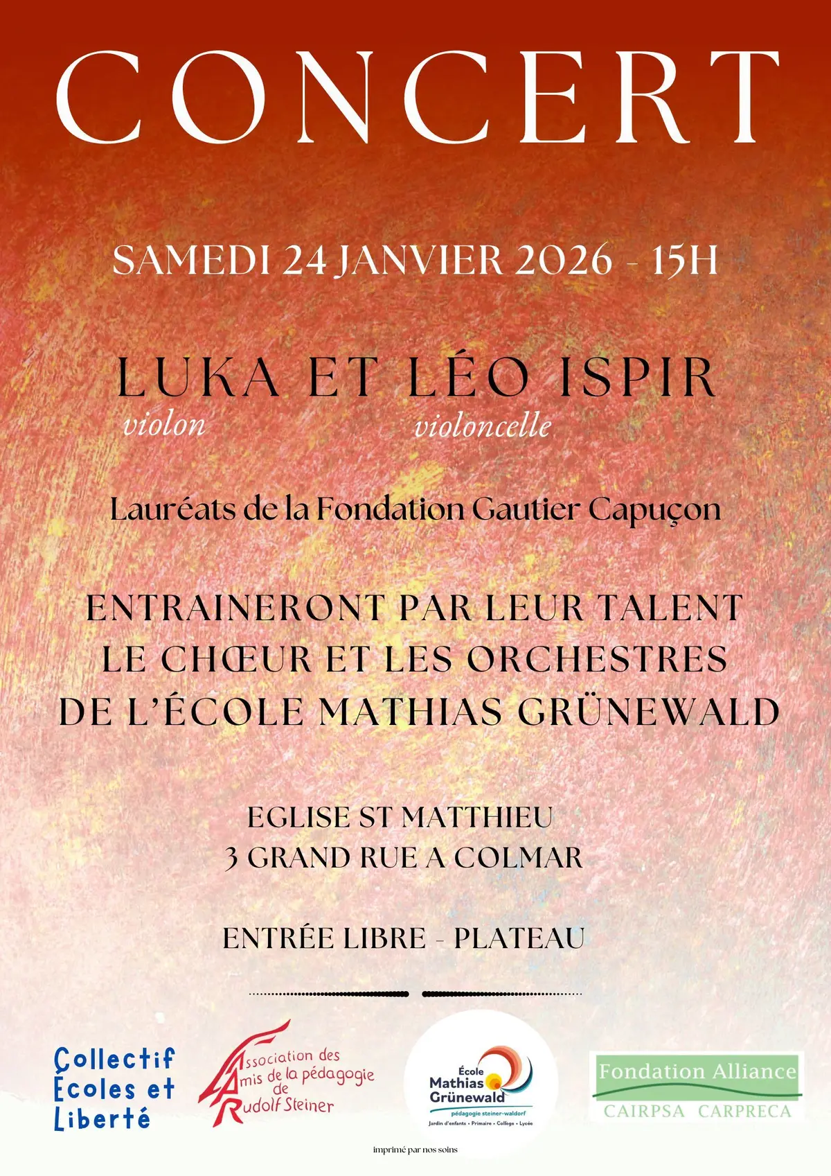 Concet de la chorale et des orchestres de l'école Mathias Grünewald 