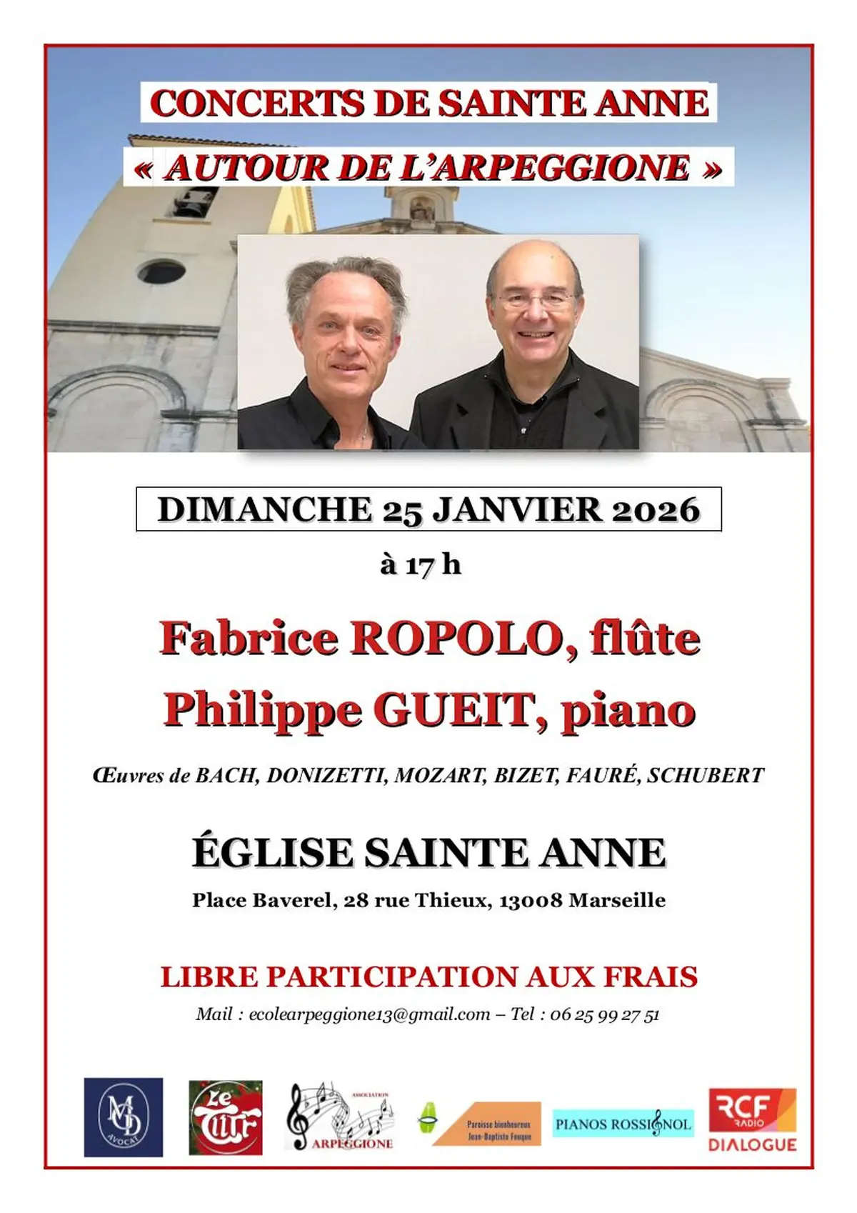 Concert flûte & piano – Schubert “Arpeggione” – Marseille (Église Sainte-Anne)