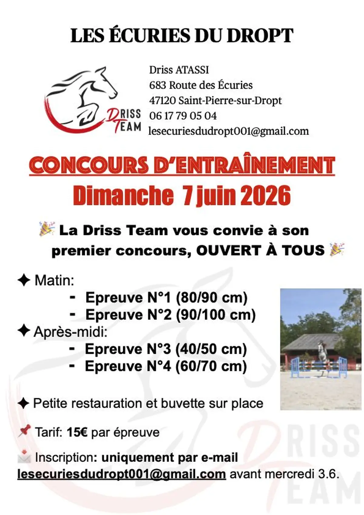 Concours hippique d'entraînement