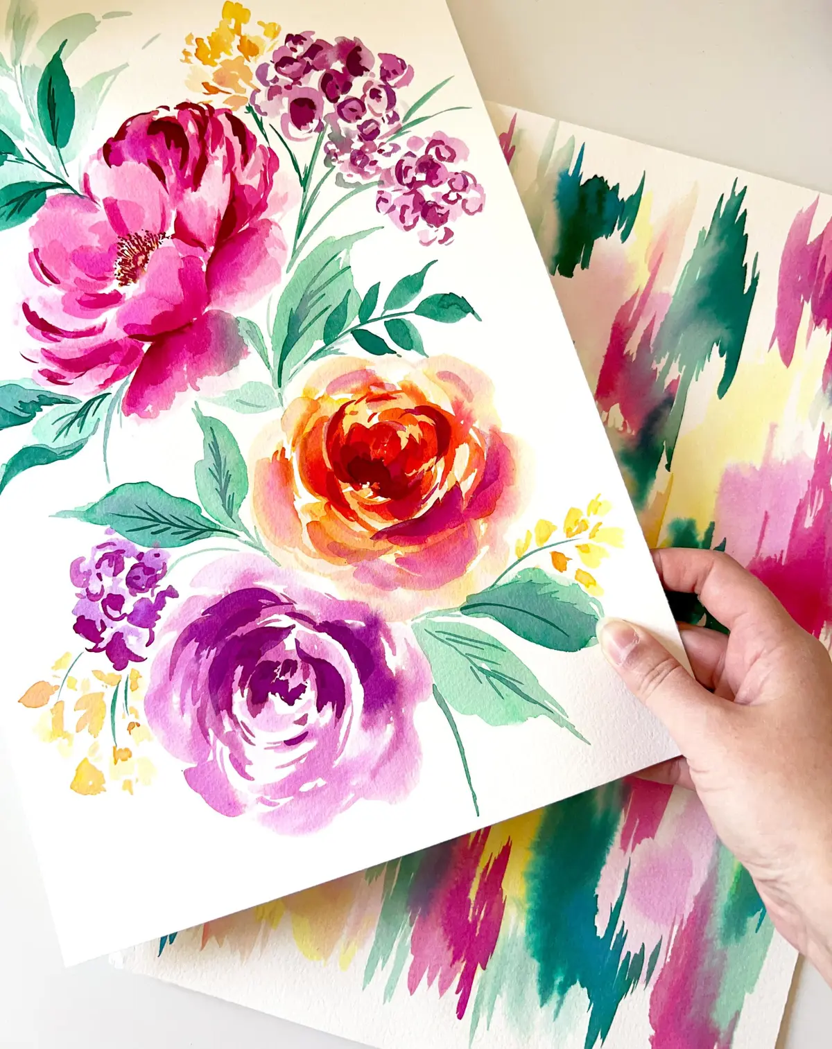 Initiation à l'aquarelle - Roses et pivoines