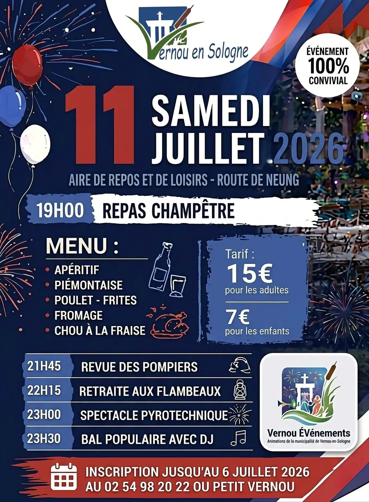Festivités : repas champêtre et feu d'artifice  