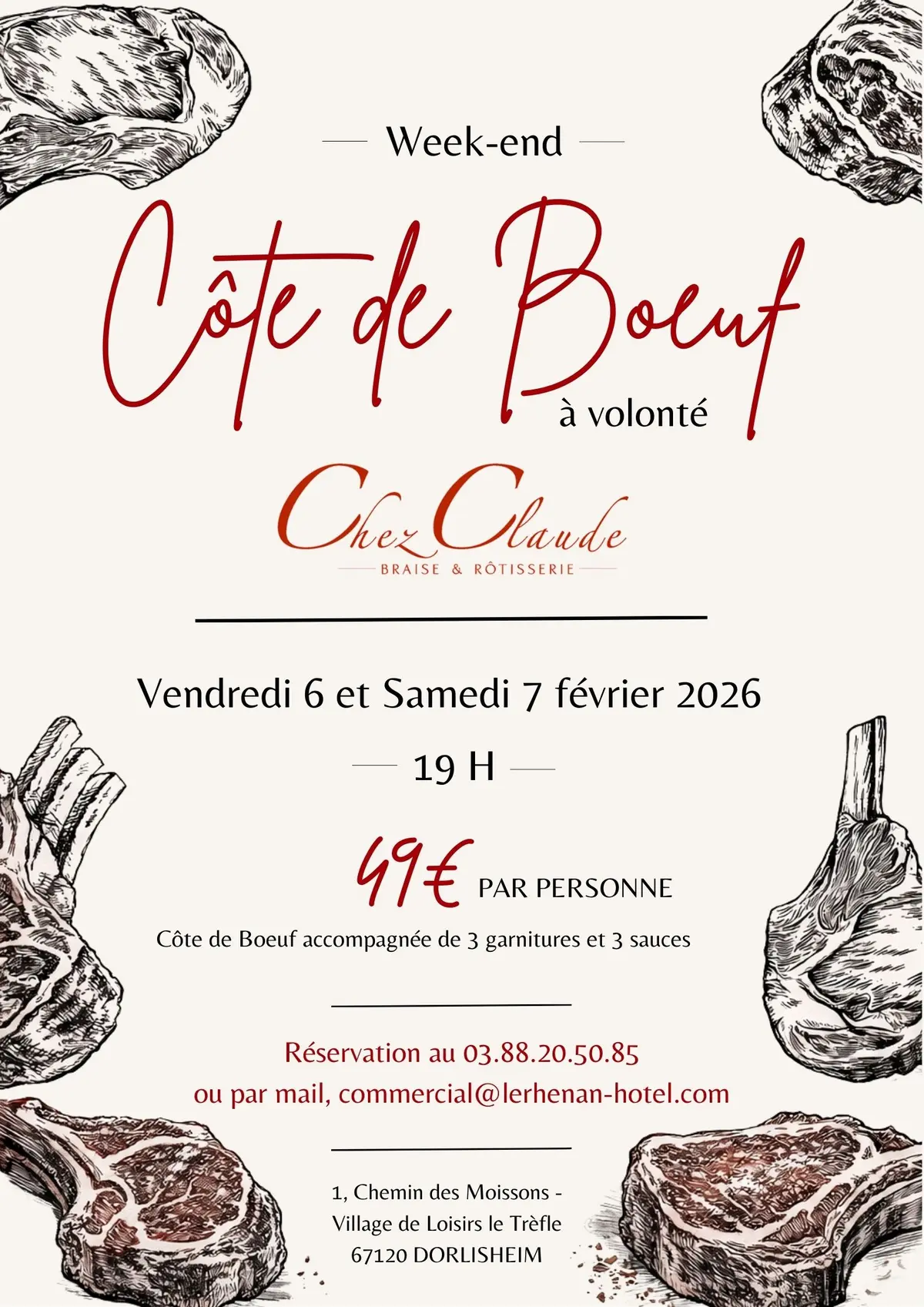 Soirées Côte de Boeuf à volonté