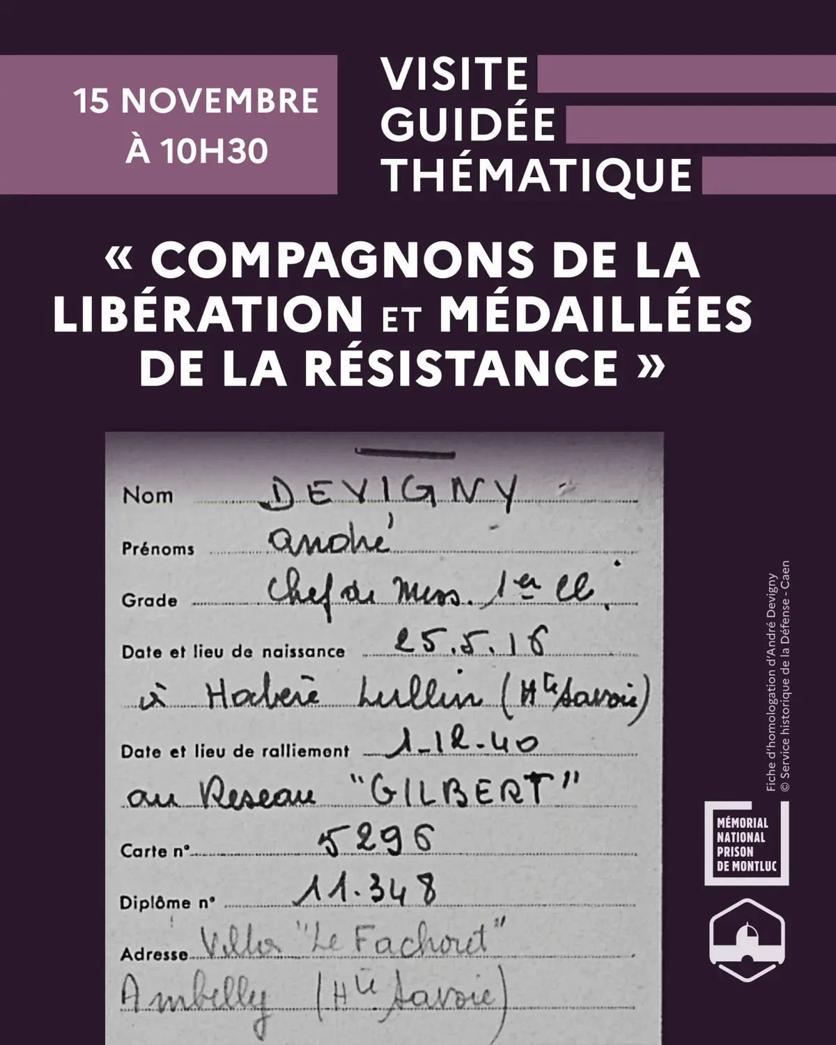 Visite thématique « Compagnons de la Libération et médaillées de la Résistance »