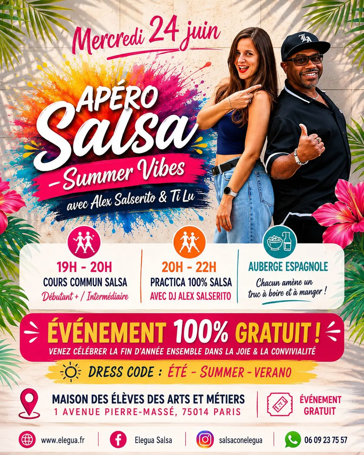 Apéro salsa 100% Gratuit à Paris Summer Vibes