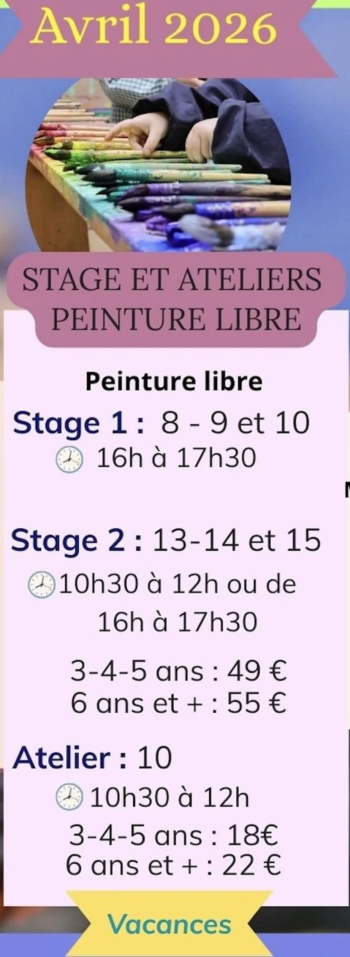Stage 2 Peinture Libre Vacances Avril