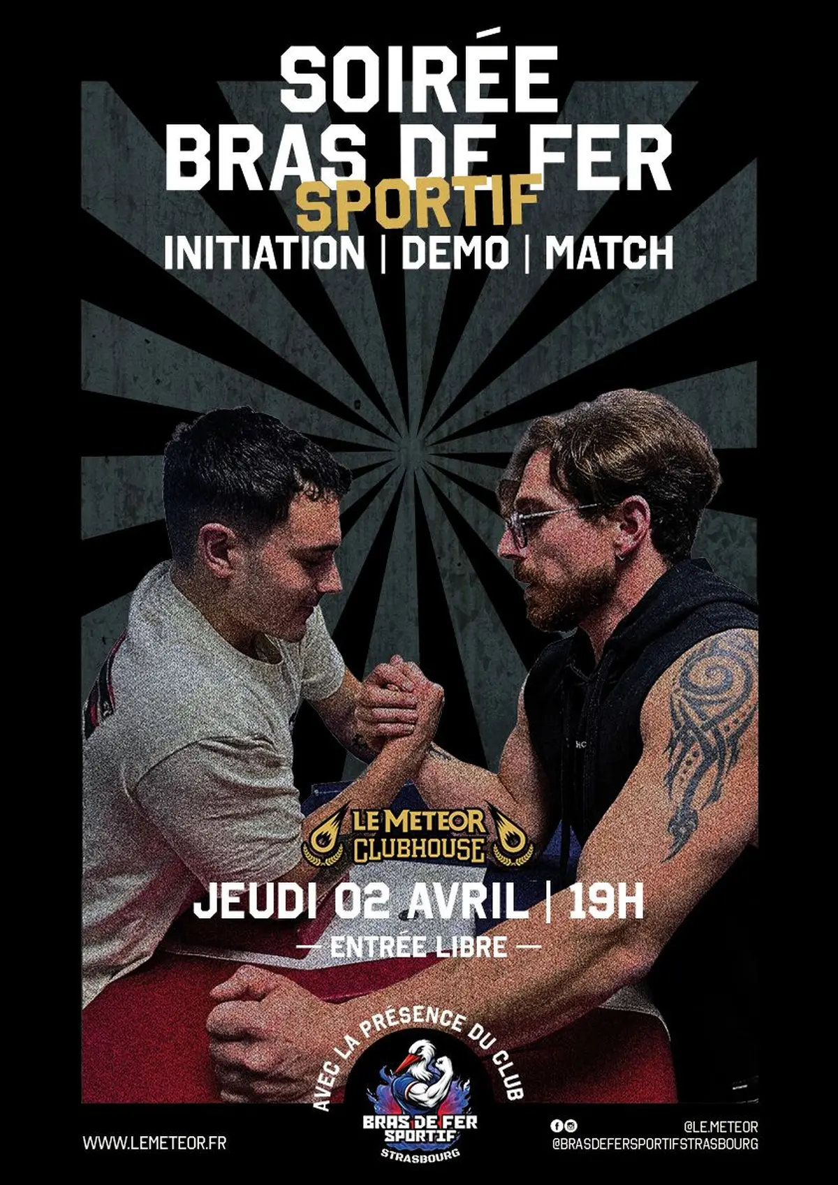 Soirée bras de fer sportif au Meteor