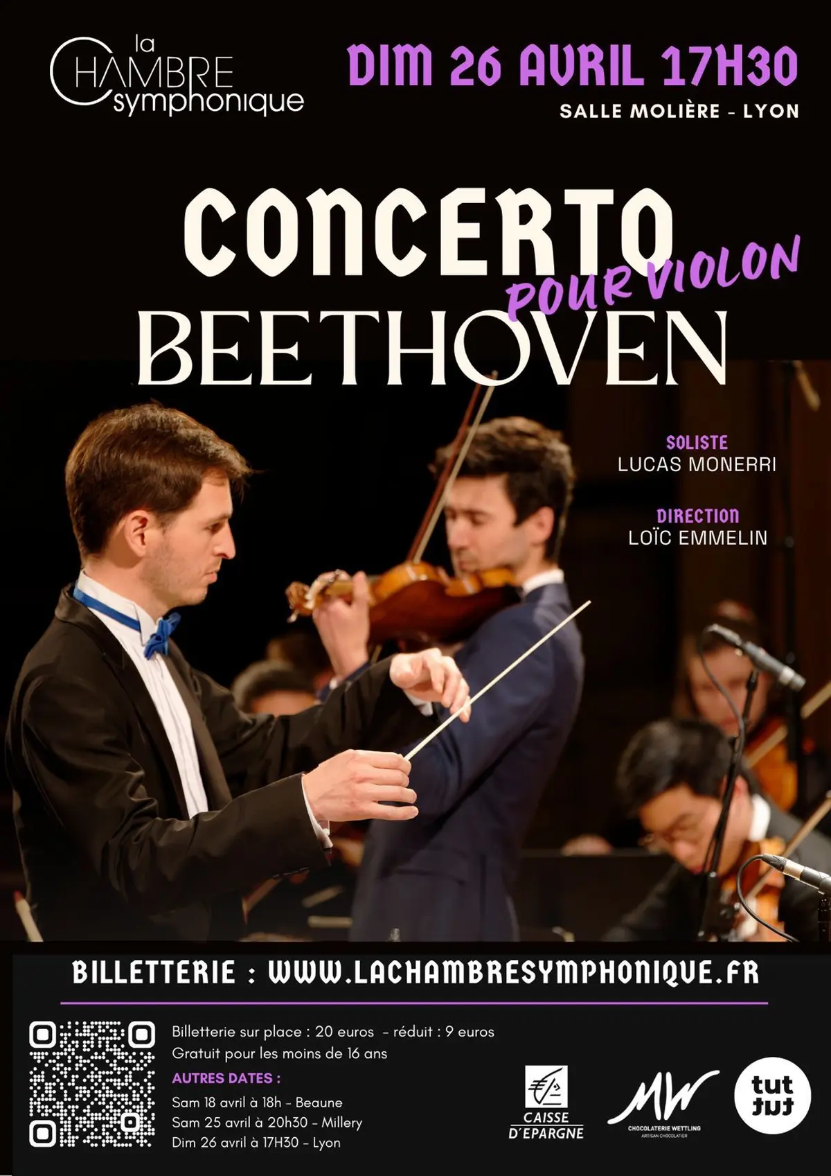 La chambre symphonique – Beethoven Concerto pour violon , Mozart et Mendelssohn