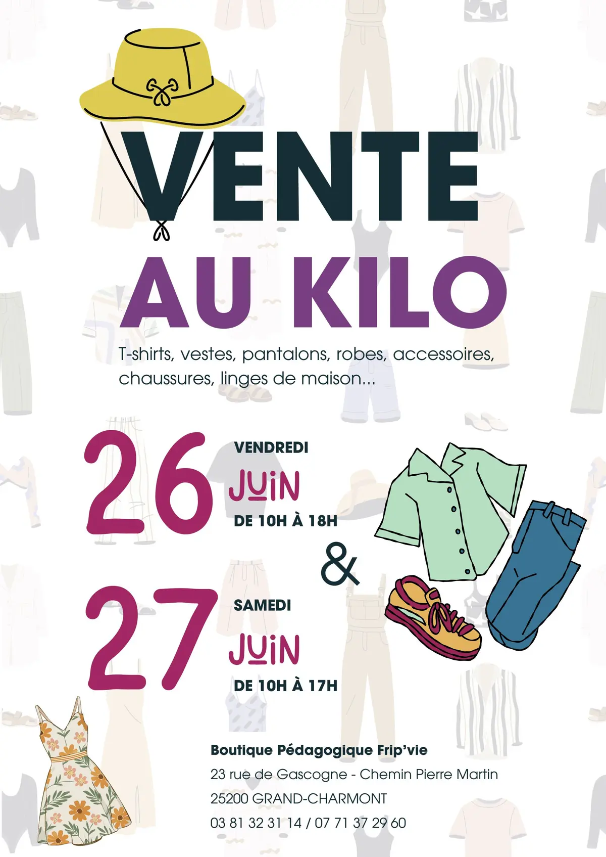Vente au Kilo  - vêtements , chaussures et linges de maison 