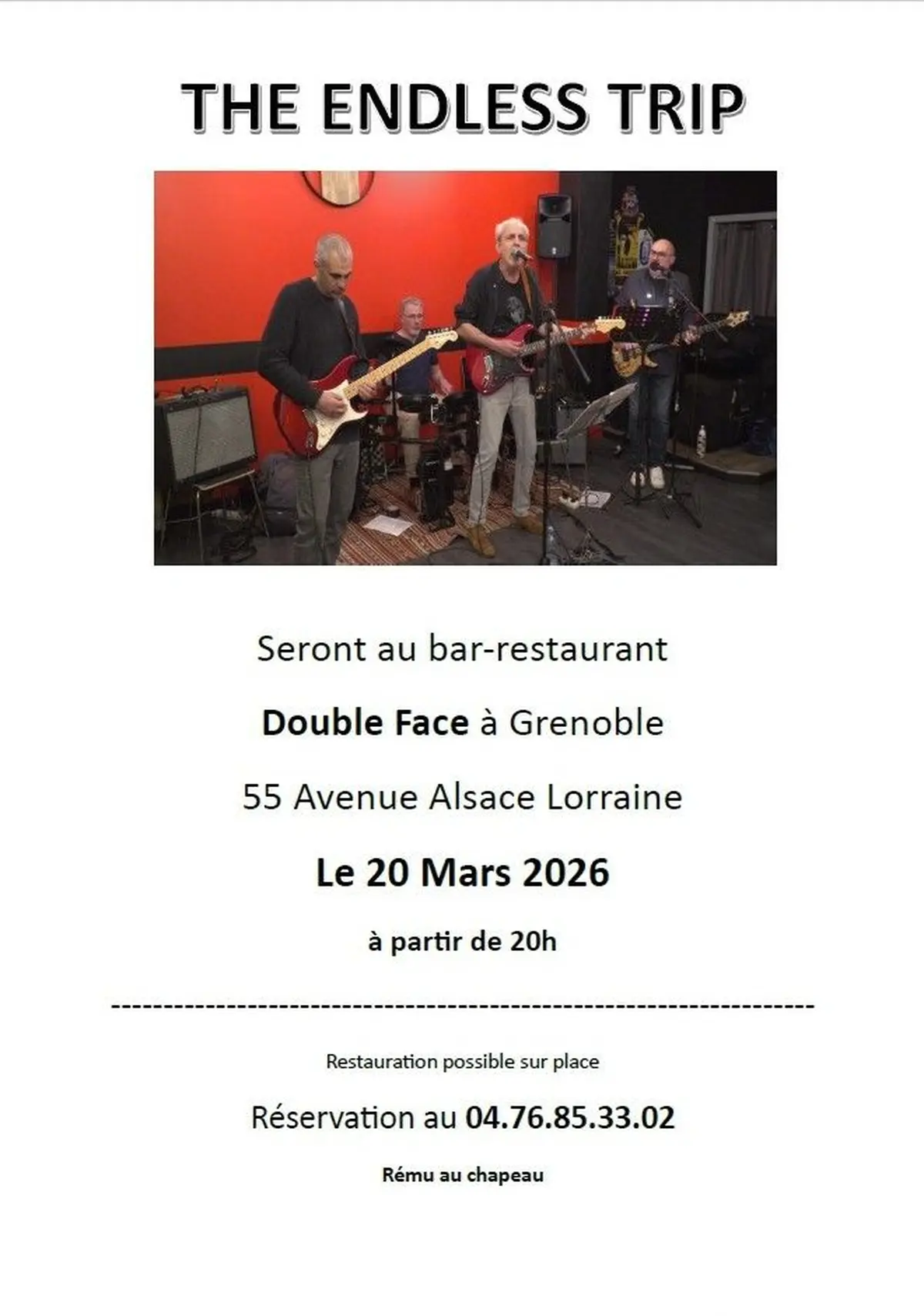 Repas concert au Bar Restaurant Le Double-Face