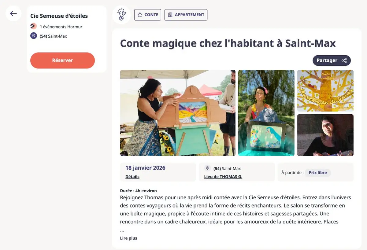 Conte magique chez l'habitant à Saint-Max