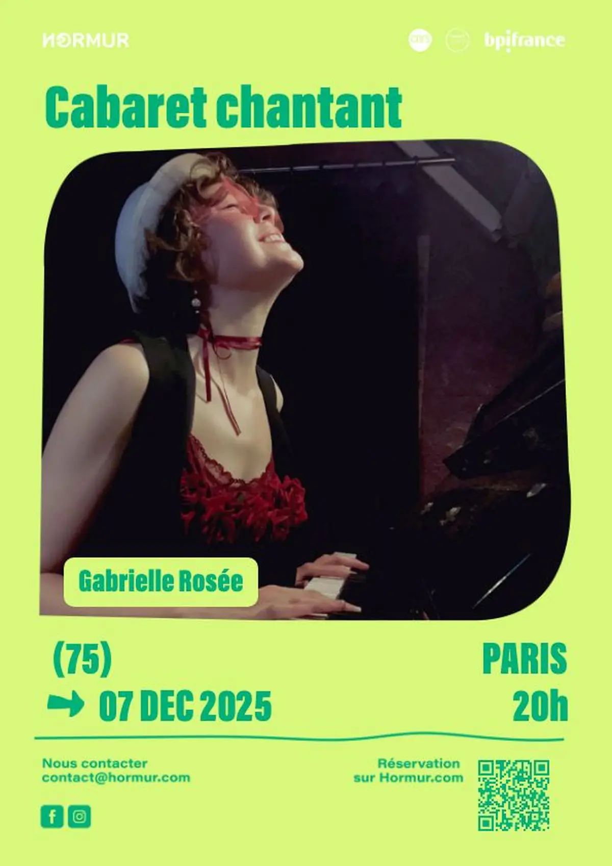 Cabaret avec Gabrielle Rosée dans une école de musique à Paris 20ème