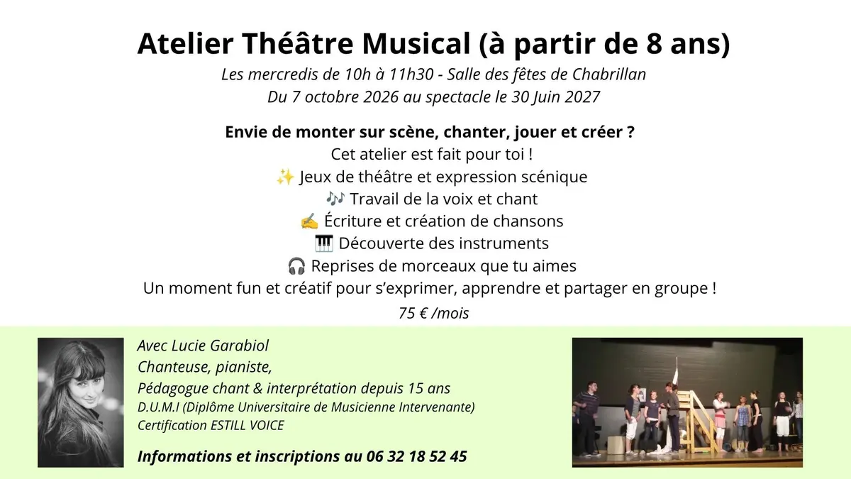 Atelier de Théâtre Musical 8 ans et +