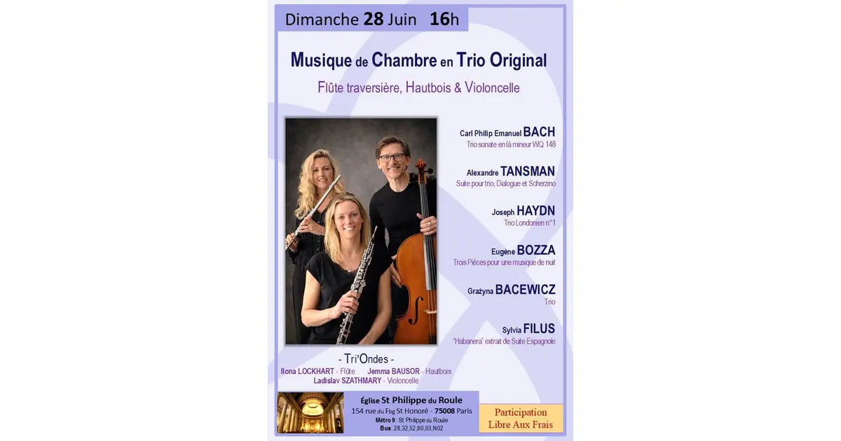 Trio Original : Flûte traversière, Hautbois & Violoncelle