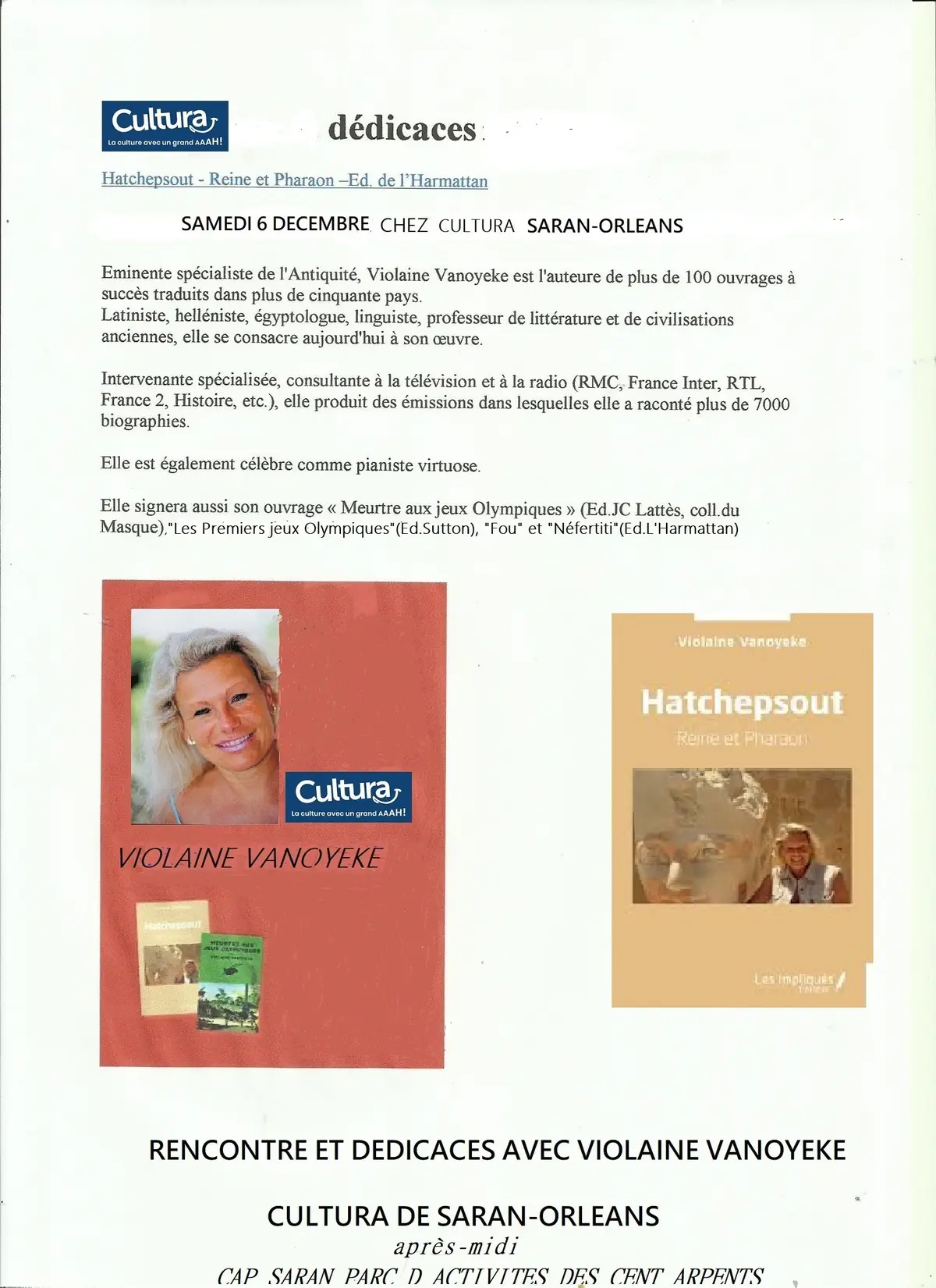 Rencontre dédicaces avec Violaine Vanoyeke 