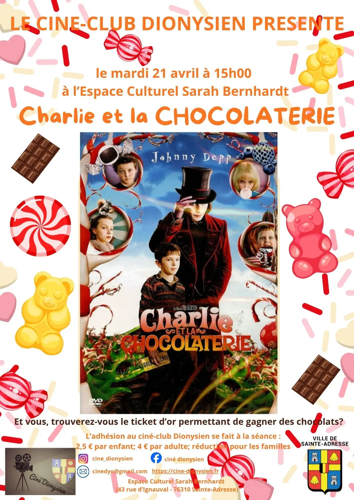 Projection Charlie et la chocolaterie par le ciné-club Dionysien