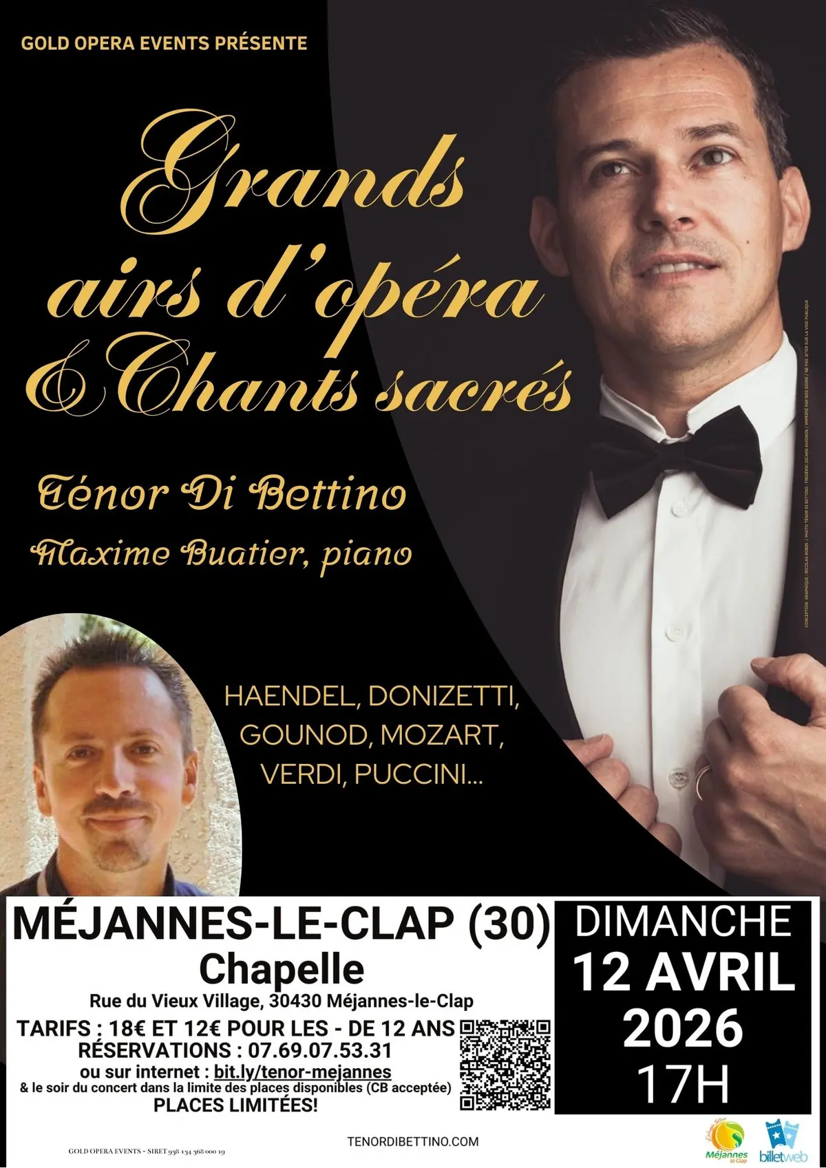 Concert Grands Airs d'Opéra et Chants Sacrés à la Chapelle de Méjannes-le-Clap