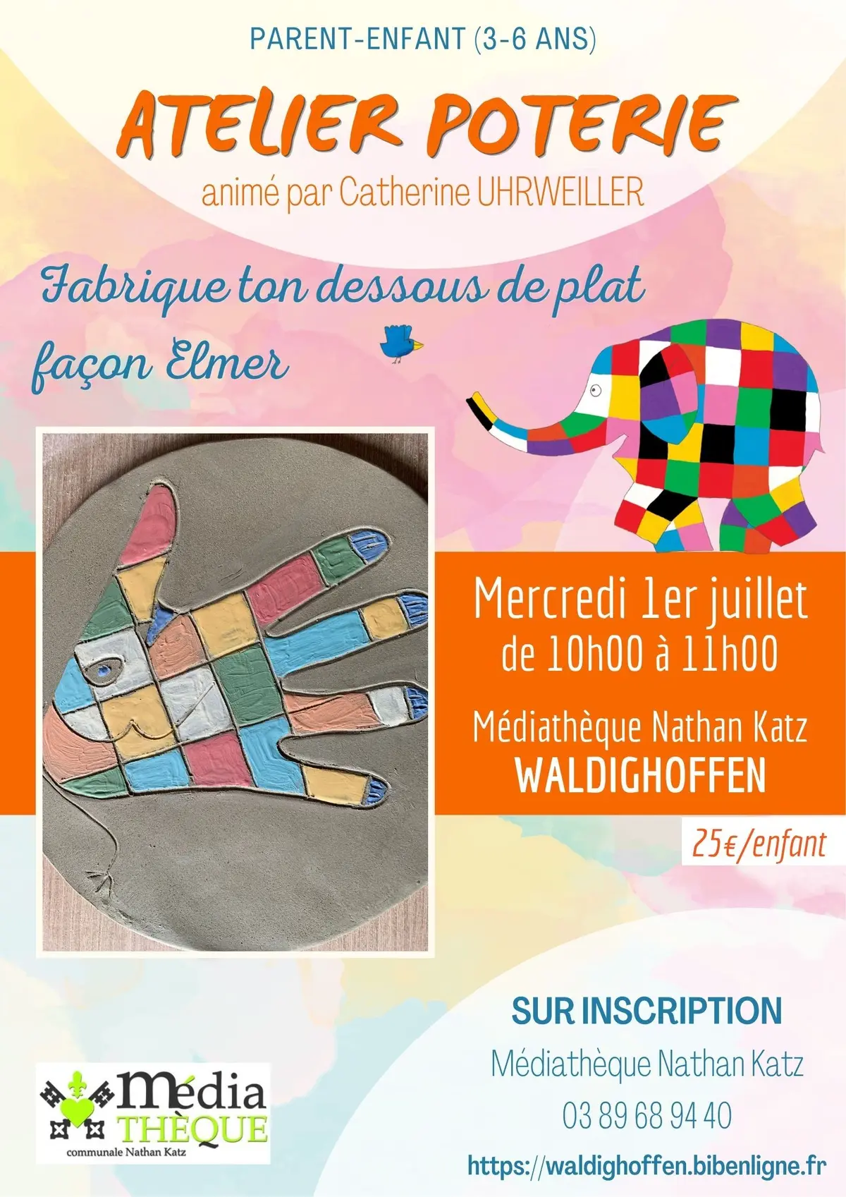Atelier poterie parent-enfant : Fabrique ton dessous de plat façon Elmer