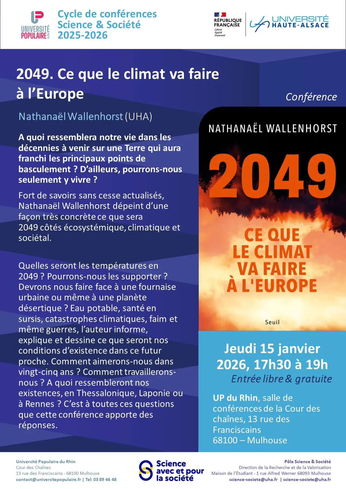 Conférence Science et Société - 2049. Ce que le climat va faire à l'Europe
