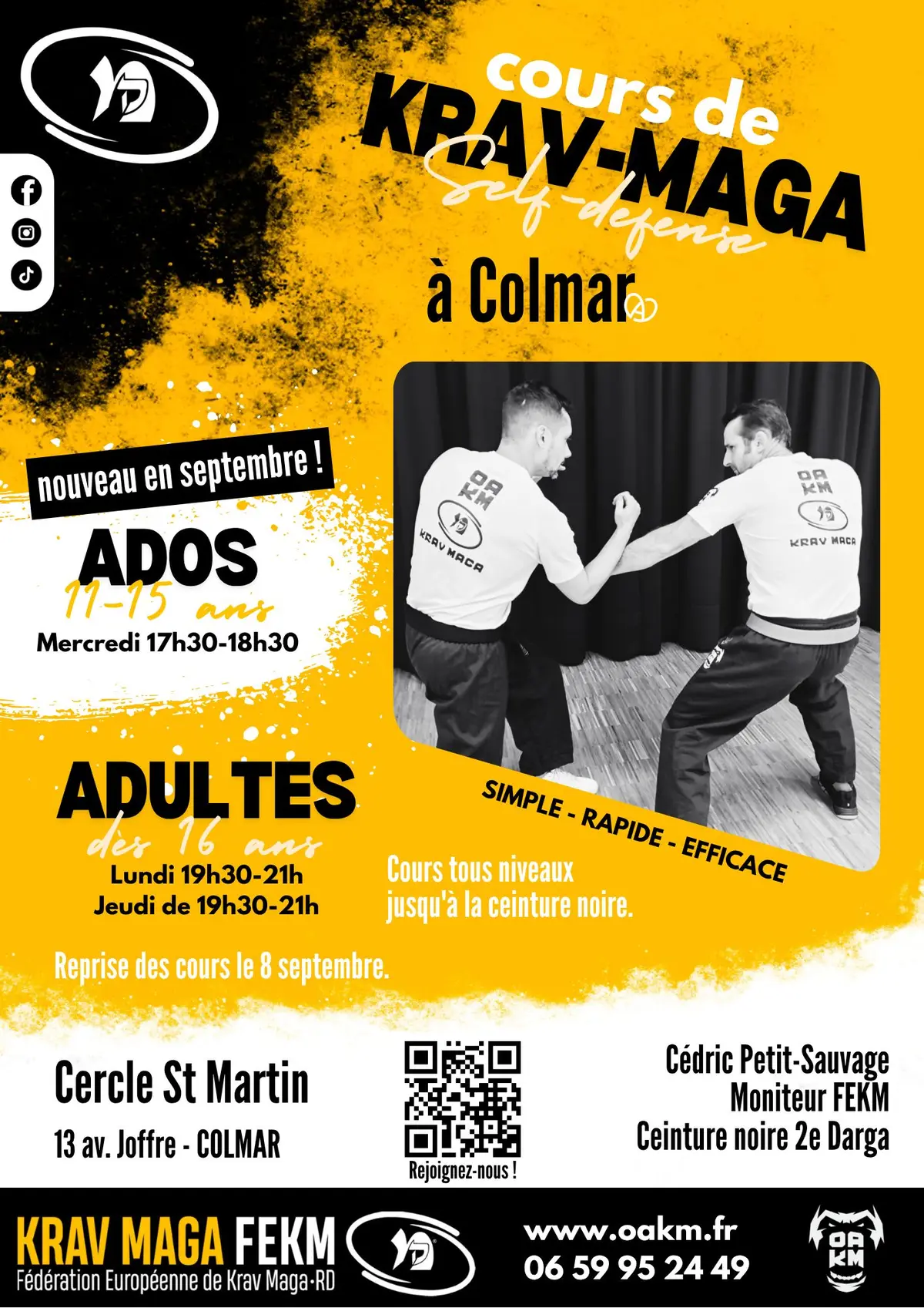 Cours de Krav Maga pour adultes (OAKM) à Colmar