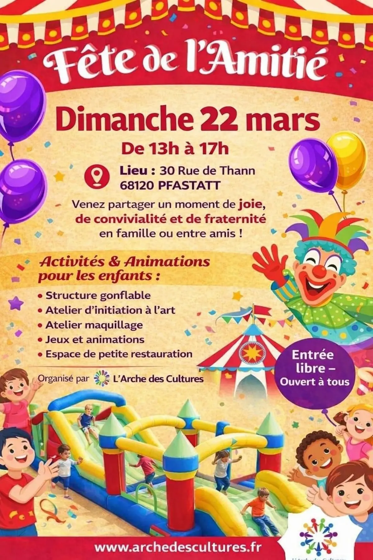 Fête de l’amitié – Sandwichs, Desserts, Boissons - Jeux, Musiques, Sports