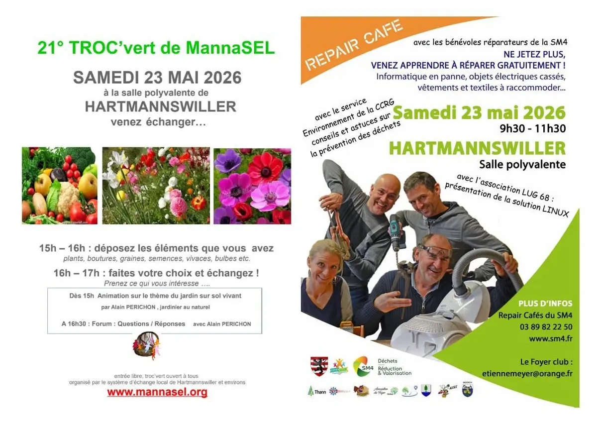 21e Troc'Vert et 4e Repair Café à Hartmannswiller