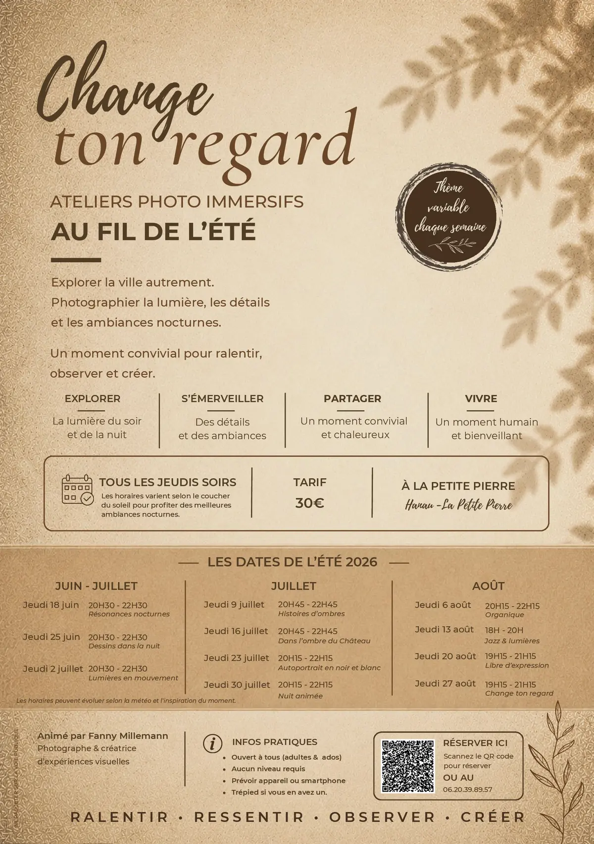 Change ton regard - Ateliers photo immersifs au fil de l’été 2026