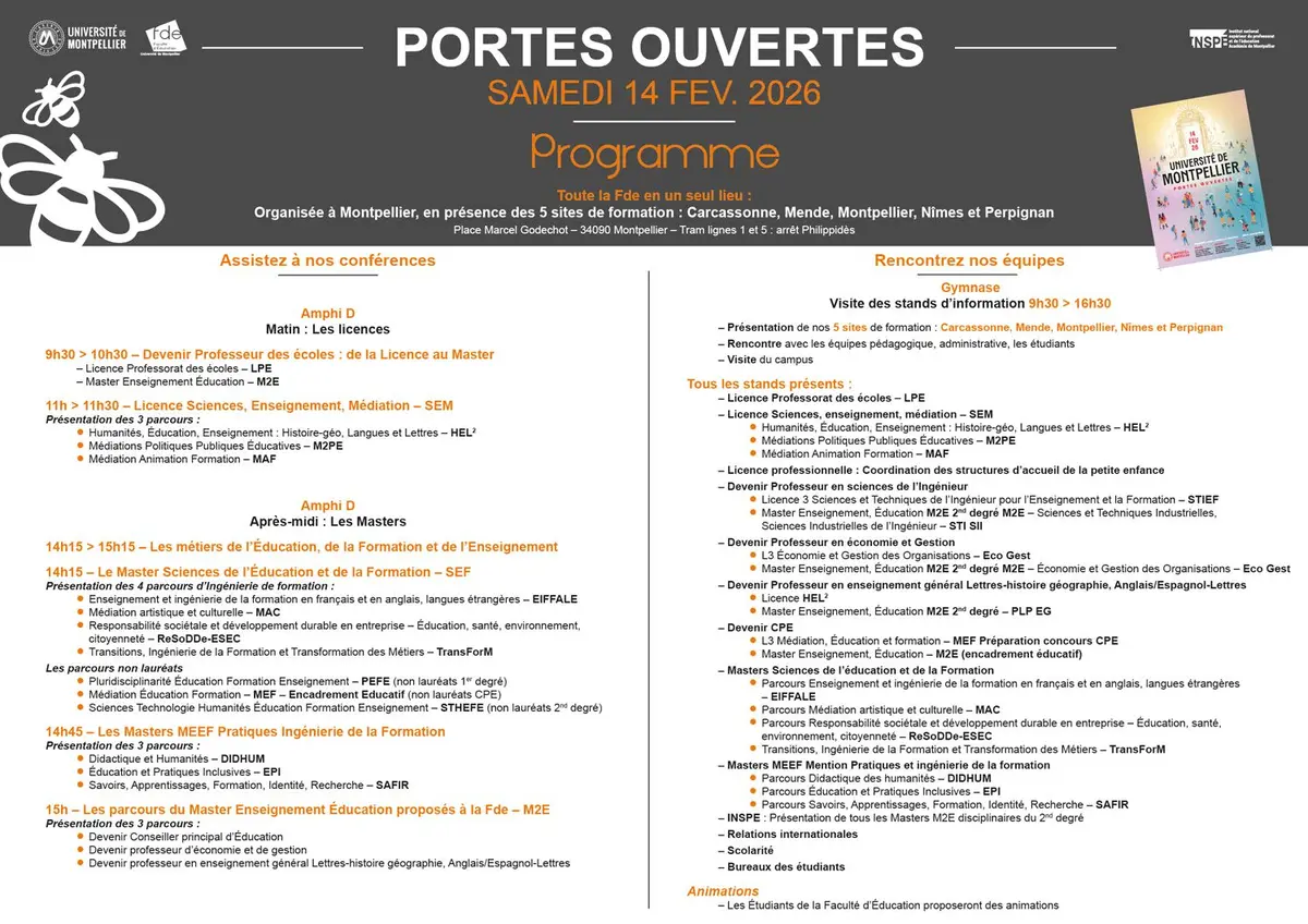 Journée Portes Ouvertes de la Faculté d’Éducation de l’Université de Montpellier