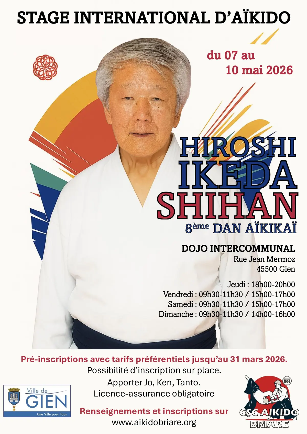 Hiroshi Ikeda Shihan : stage international d’aïkido 