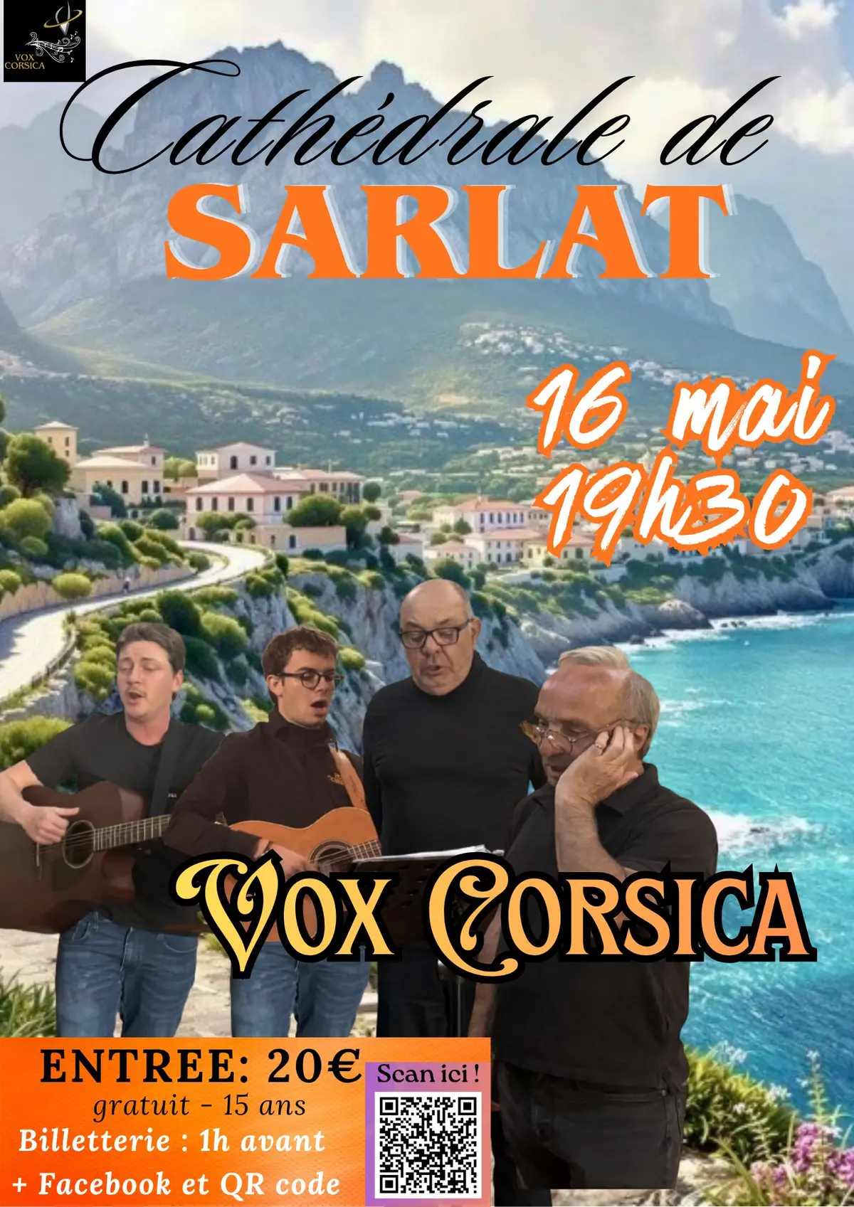 Concert VOX CORSICA à la Cathédrale de SARLAT -  le Samedi 16 mai 2026 à 19h30