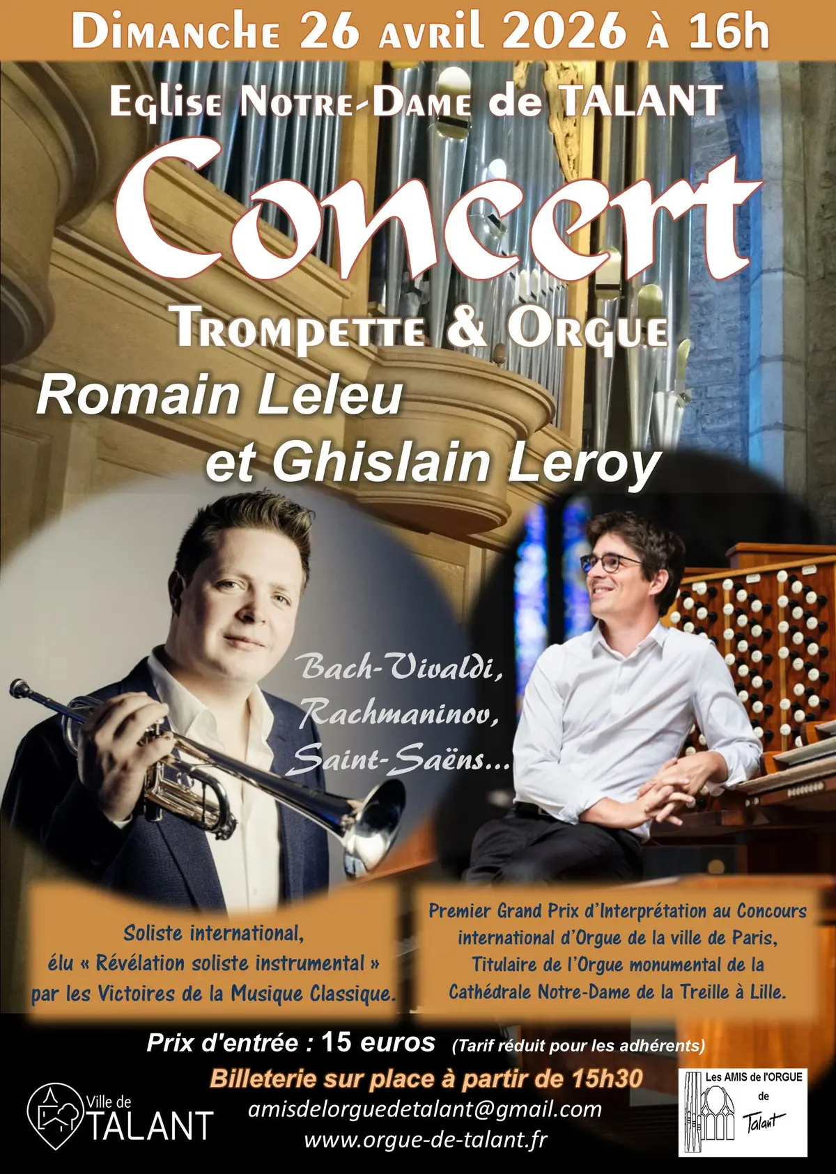Concert Trompette et Orgue avec Romain Leleu et Ghislain Leroy