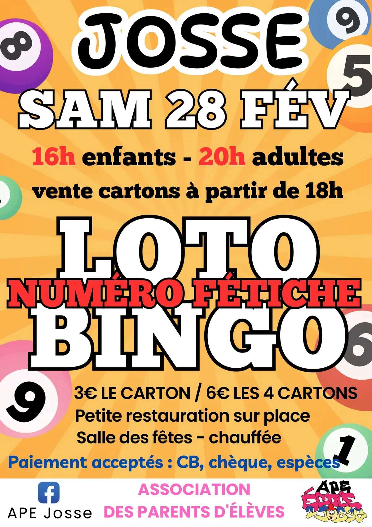 Loto enfant et adulte APE de Josse