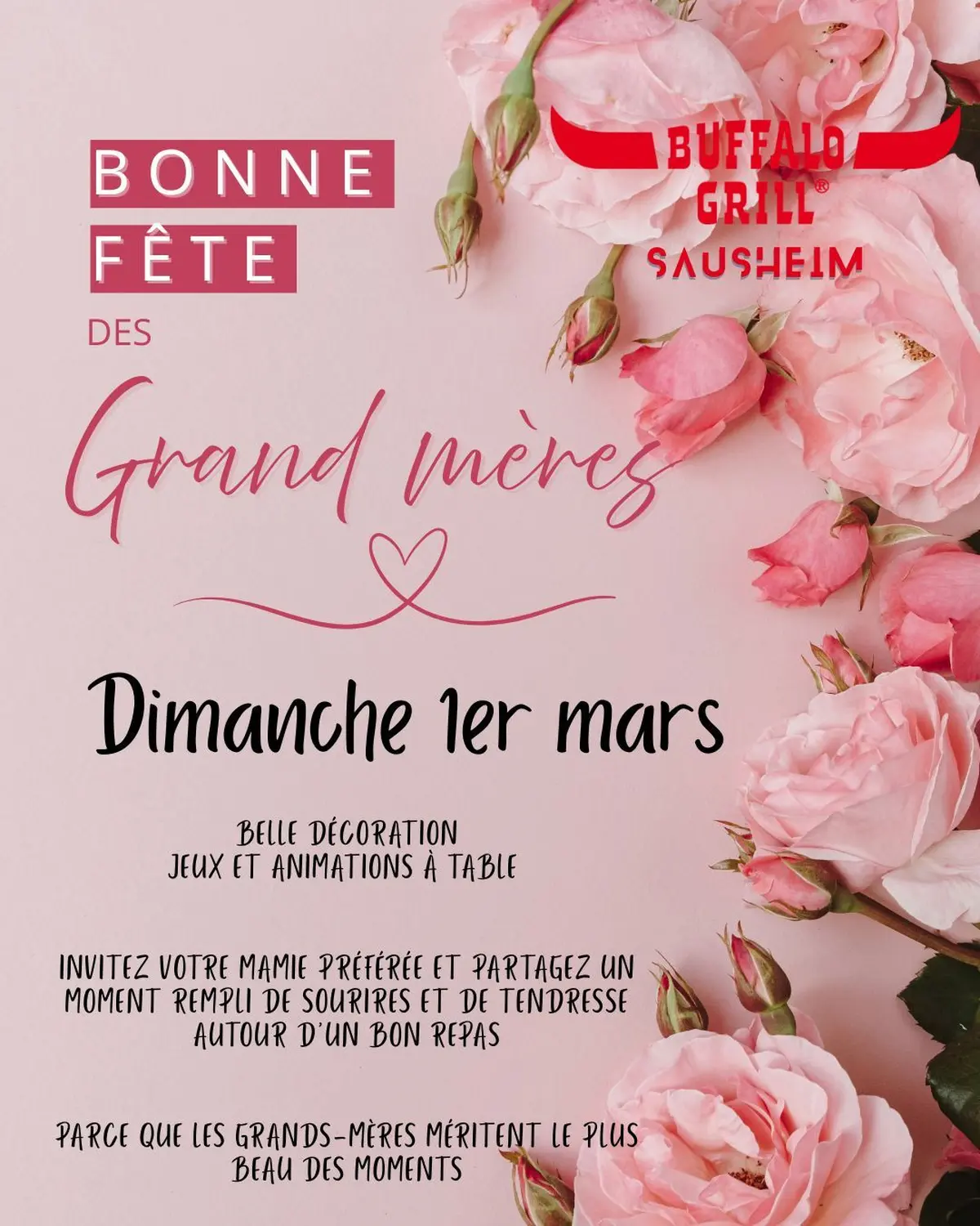 Fête des Grands-Mères au Buffalo Grill de Sausheim