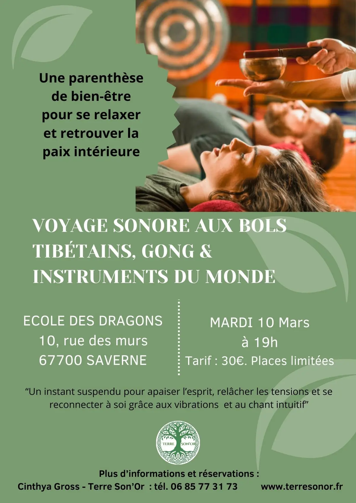 Voyage sonore bols tibétains, cristal et bain de gong sacré