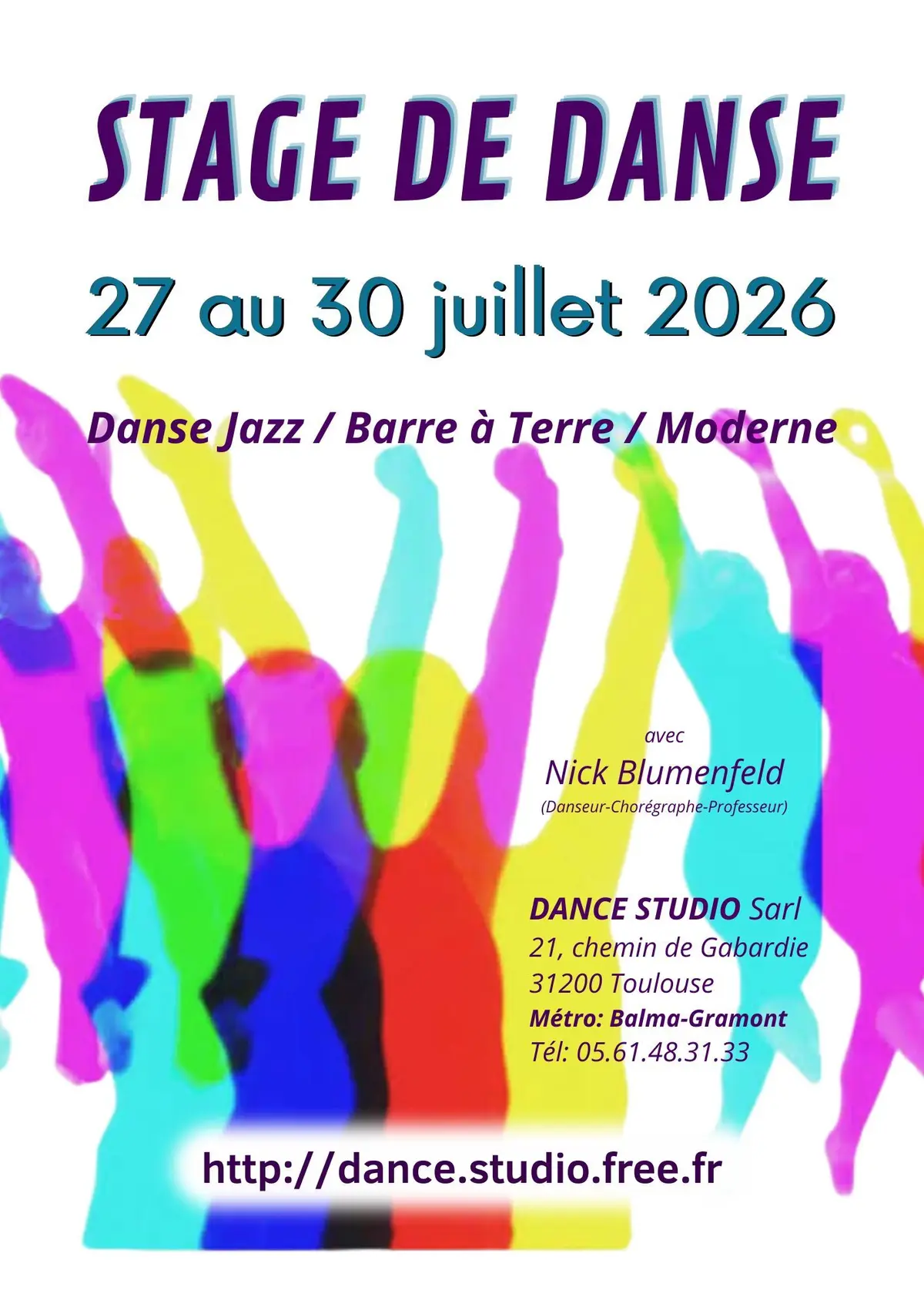 Stage de danse d'été avec Nick Blumenfeld (danseur-professeur-chorégraphe)