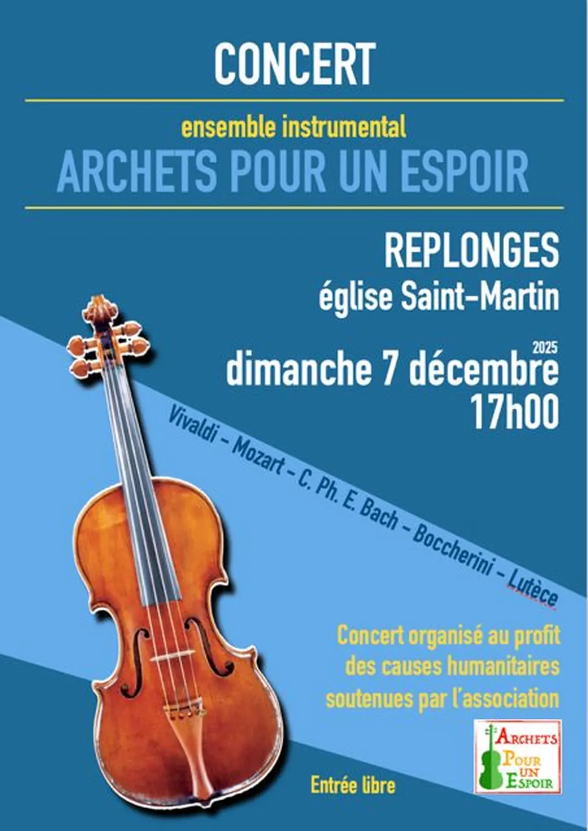 Archets pour un espoir en concert le 7 décembre à Replonges (01)