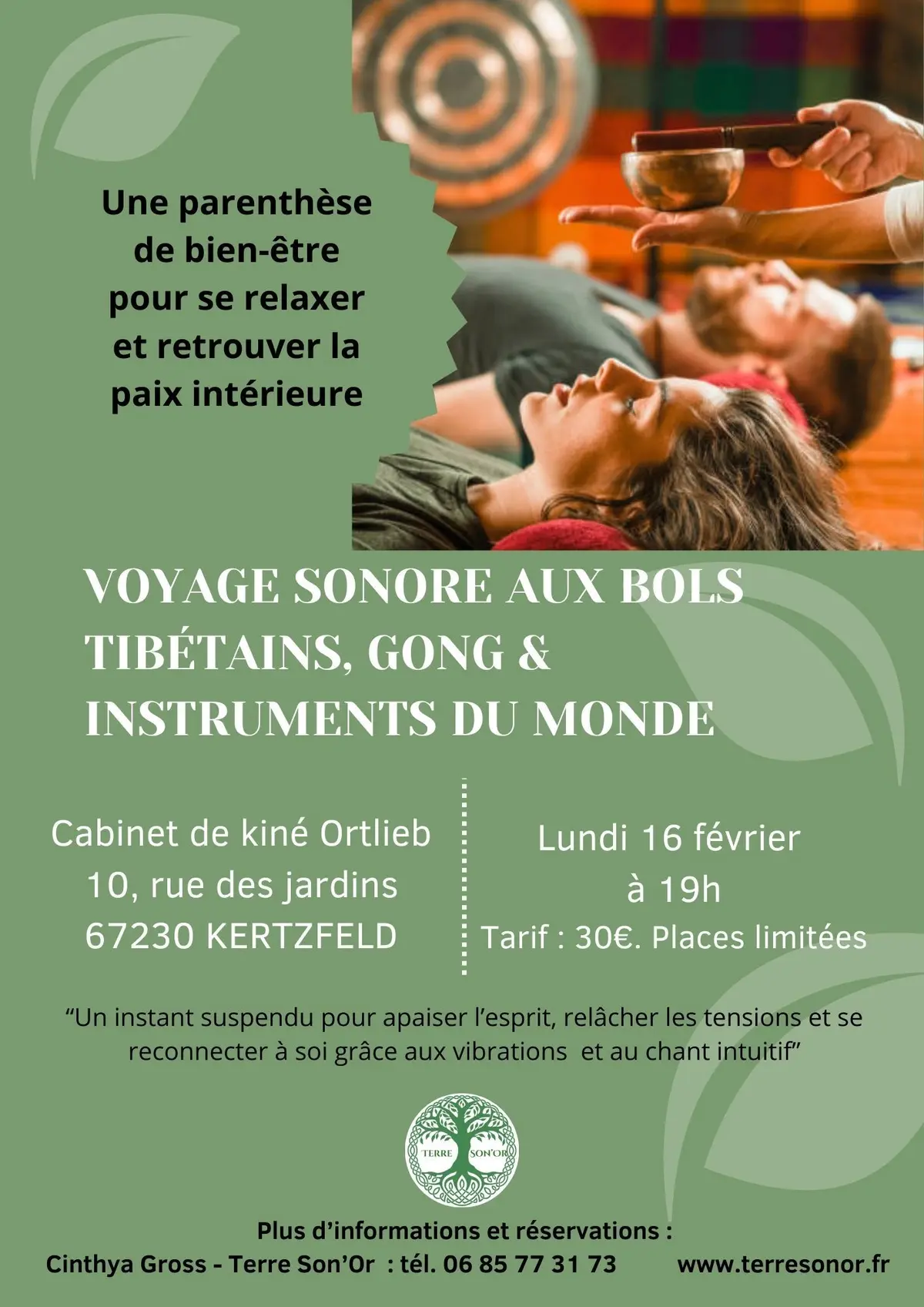 Voyage sonore bols tibétains, cristal & bain de gong 