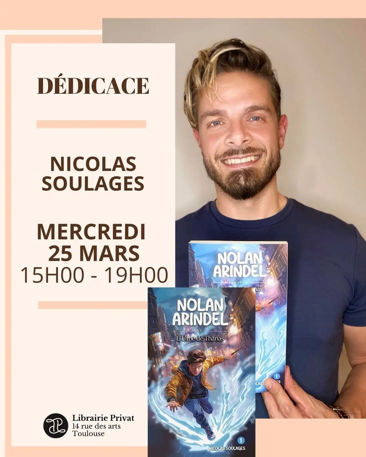 Toulouse : Nicolas Soulages en dédicace à la librairie Privat le 25 mars