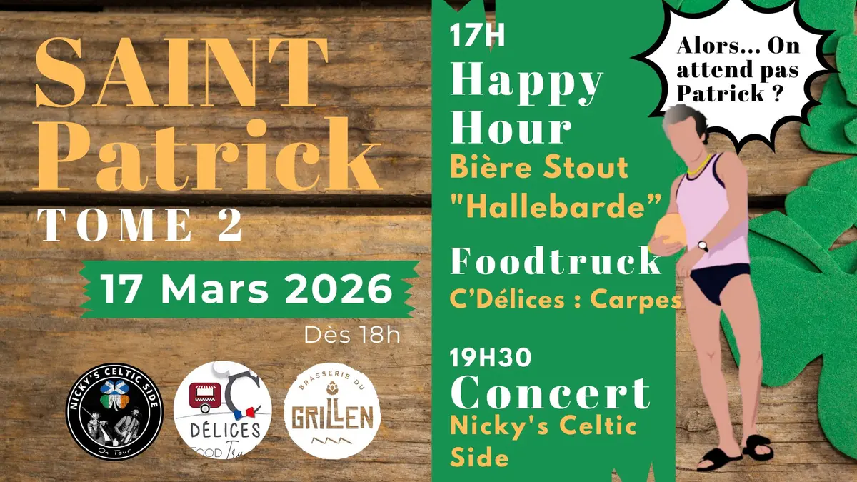Saint Patrick 17 mars : Concert Nicky's Cetlic Side + Food Truck.