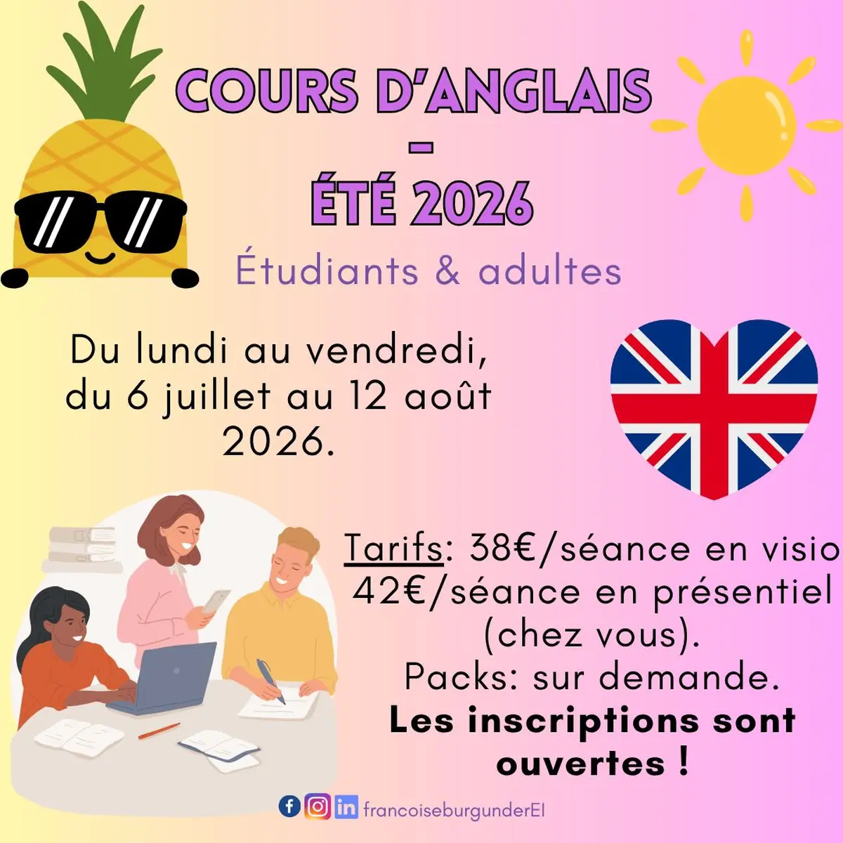 Cours d'anglais - été 2026
