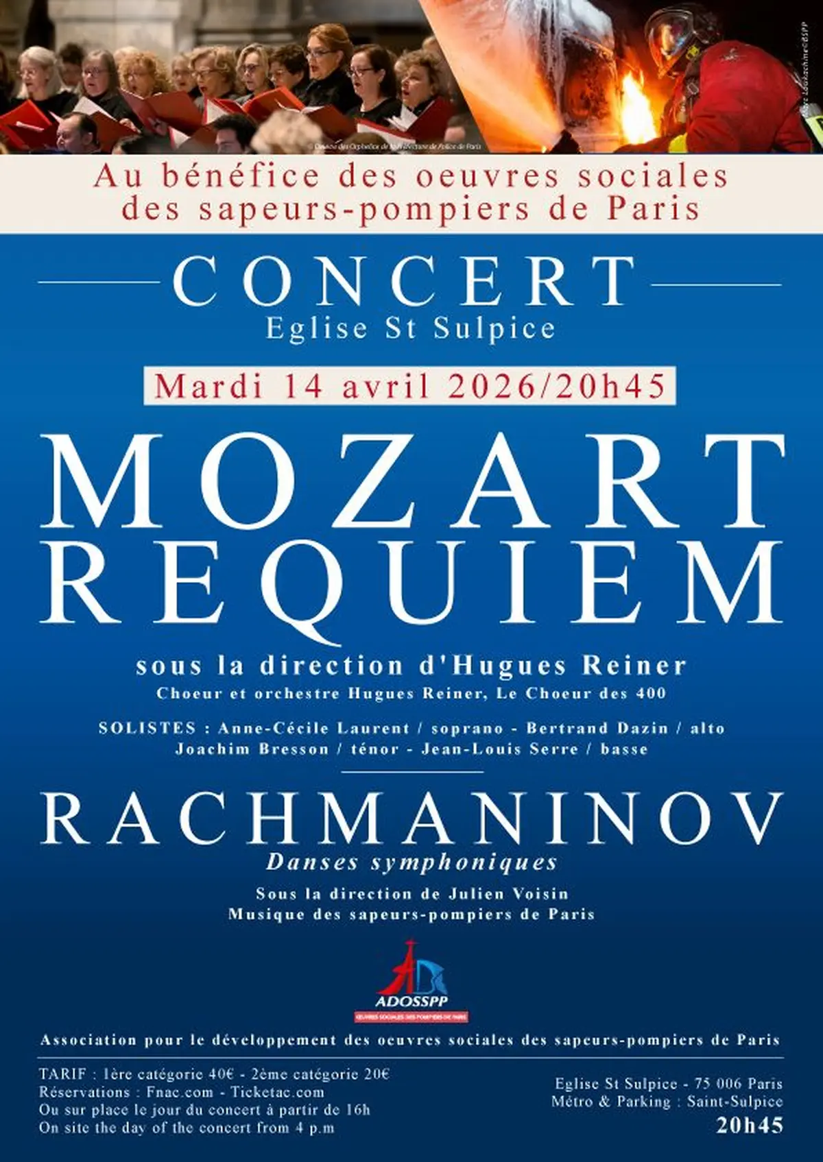 Requiem de Mozart au bénéfice des Œuvres Sociales des Sapeurs-Pompiers de Paris