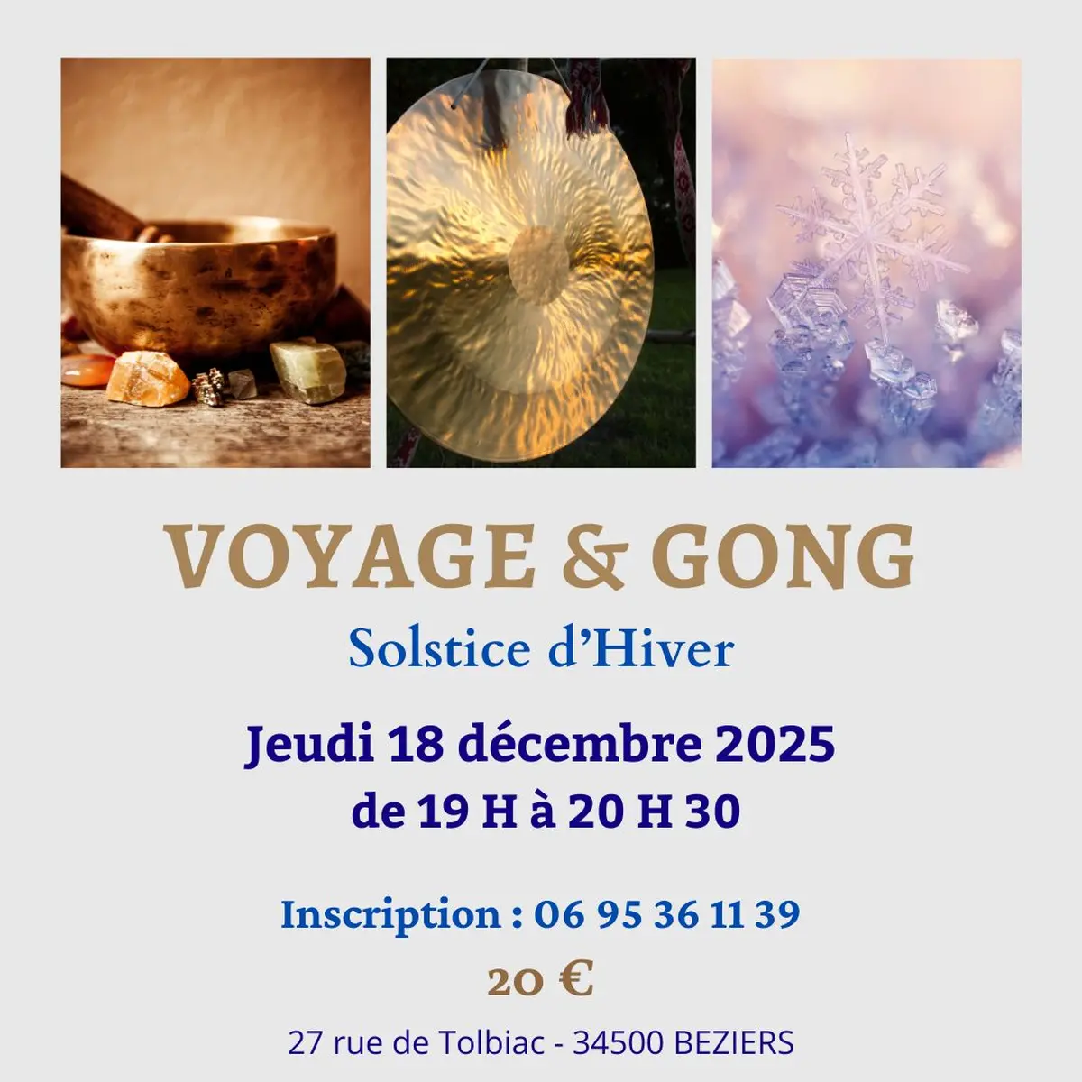 Voyage Sonore & Bain de Gong Solstice d'Hiver à Béziers