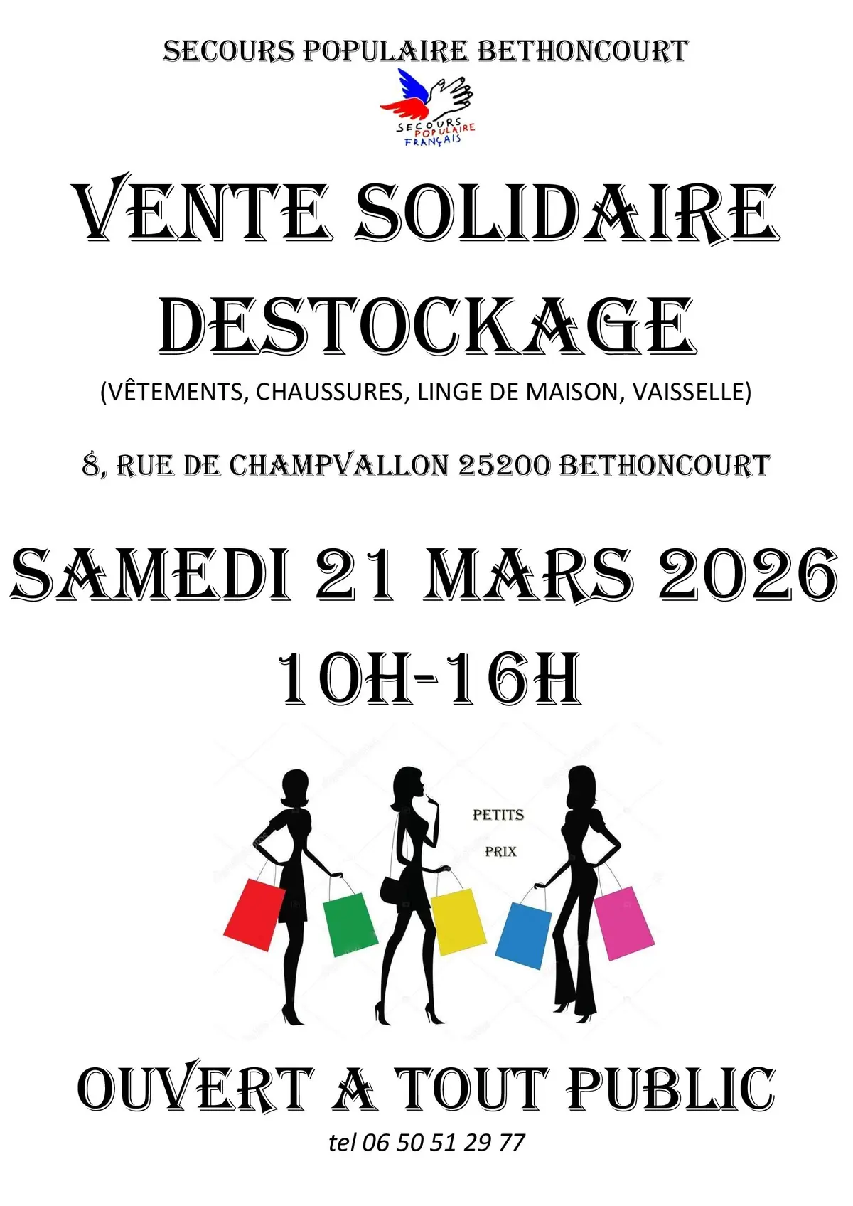 Vente solidaire déstockage  -Secours Populaire 