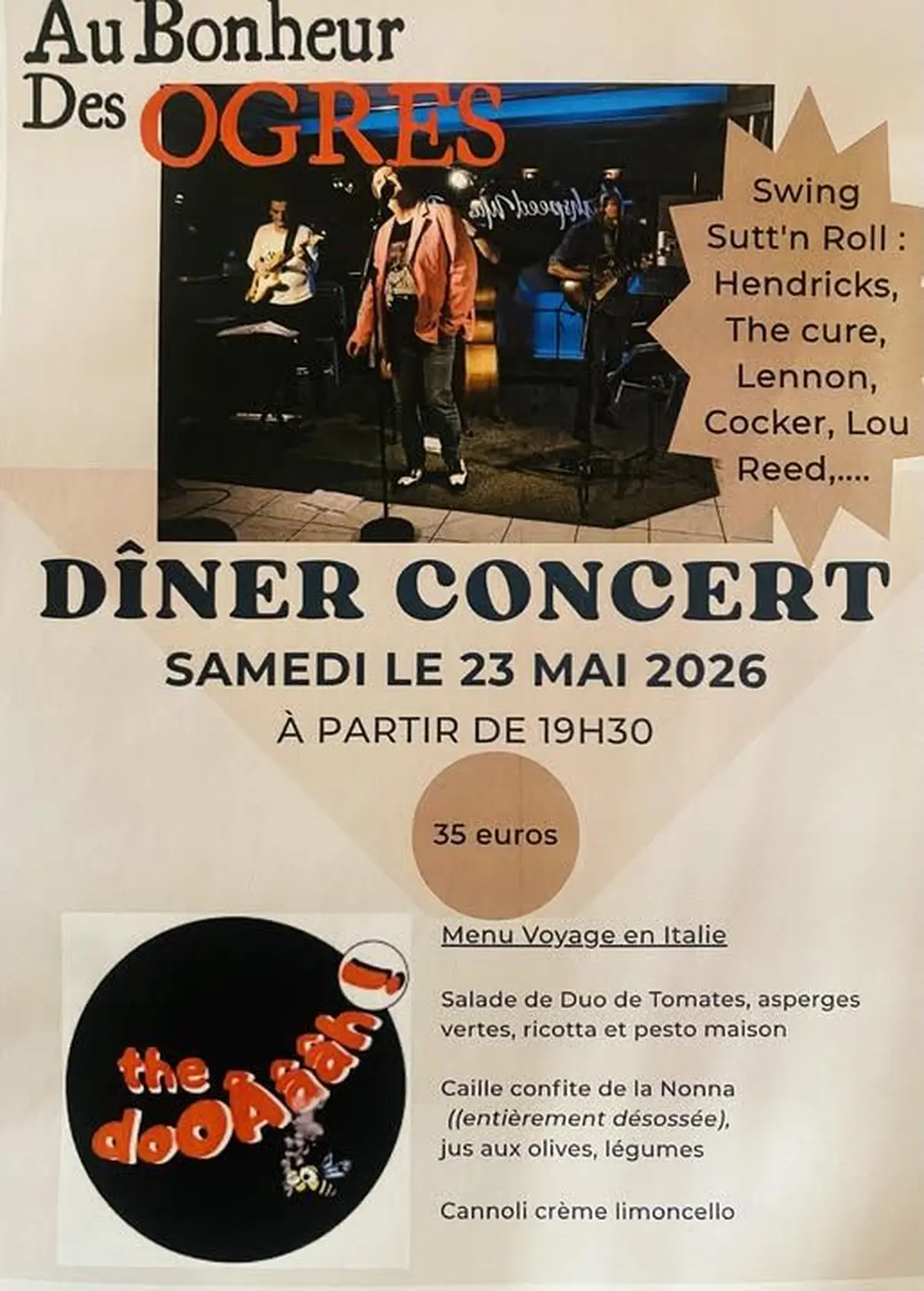 Dîner concert swing sutt'n roll avec The dooÂÂâh !