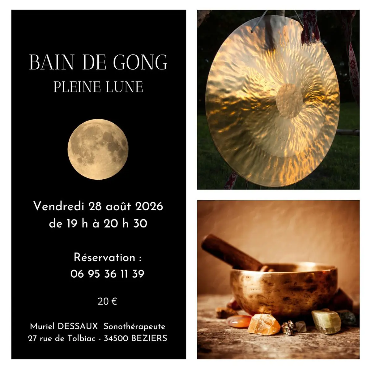 Bain de gong Pleine Lune à Béziers