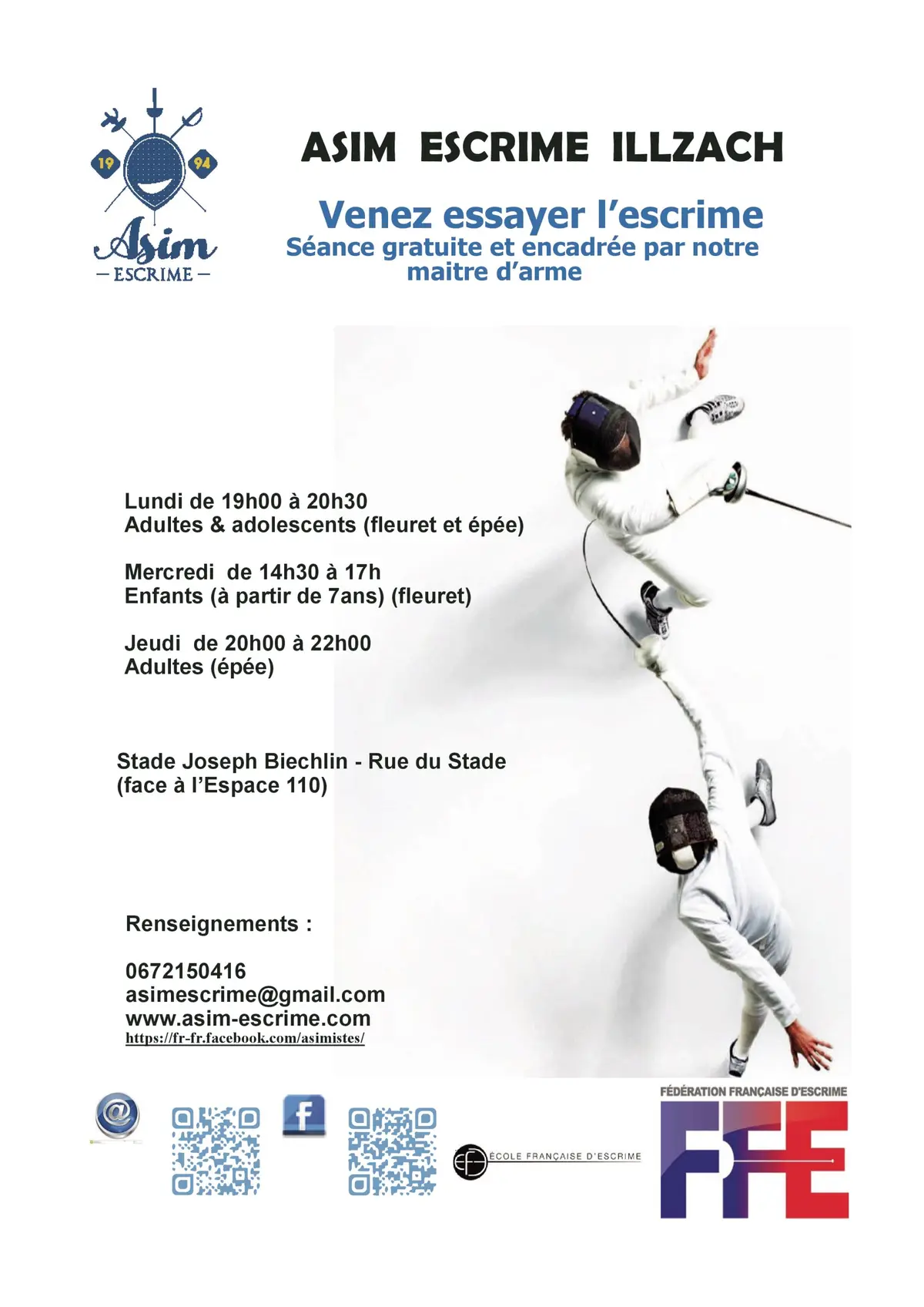 Venez essayer l'escrime !