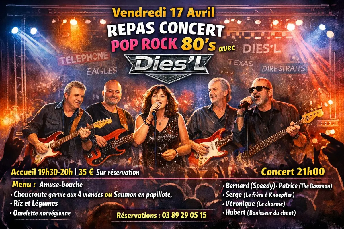 Repas Concert Pop Rock 80’s avec Dies’l